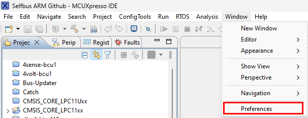 mcuxpress preferences
