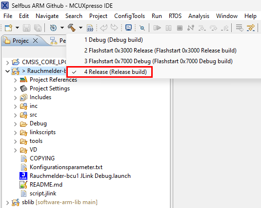 mcuxpress compile rauchmelder release